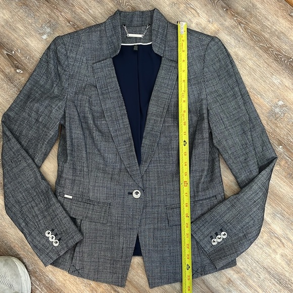 White House Black Market Women's Blazer Size 10 Blue White Office Business - Picture 11 of 15